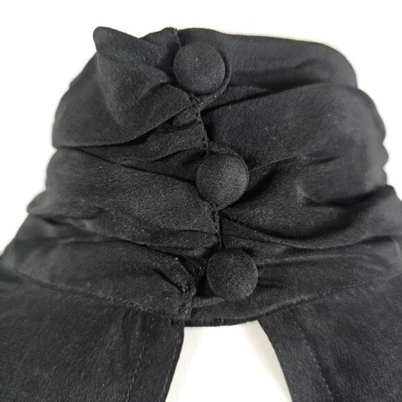 VTG Lillie Rubin Black Silk Rhinestone Blouse‎ Sz 14 Pleated High Neck Formal - Picture 5 of 9